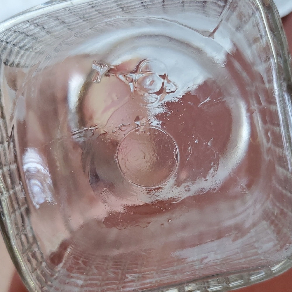 Clear Textured Glass Jar- Quilted Square Waffle Grid Pattern *no Lid* - Picture 3 of 4